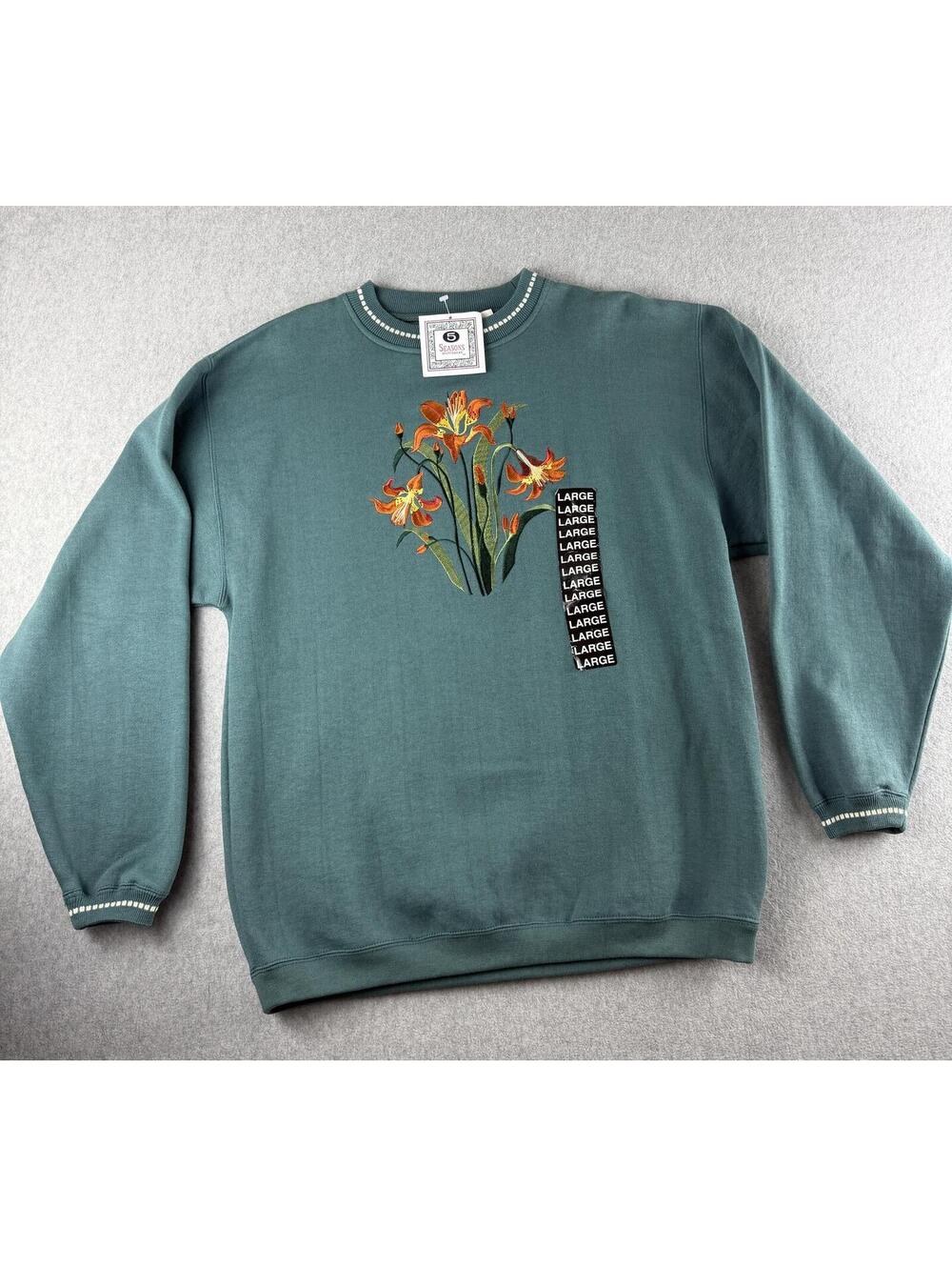 Vintage Embroidered Lily Sweatshirt
